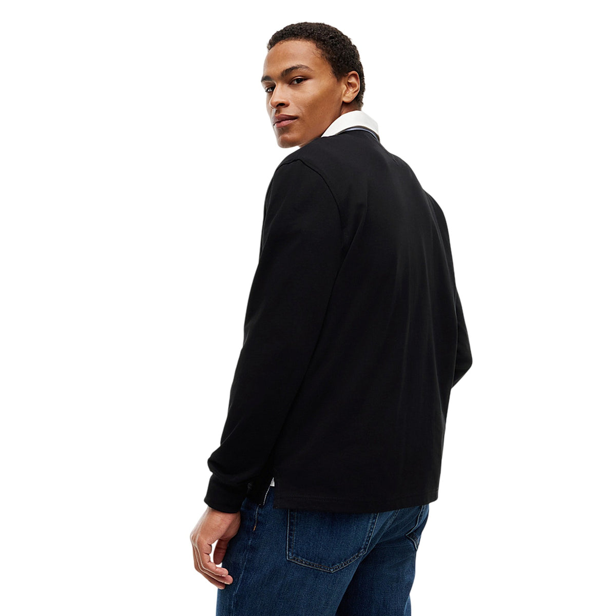 Dark Navy - Back - Tommy Jeans Mens Long-Sleeved Polo Shirt