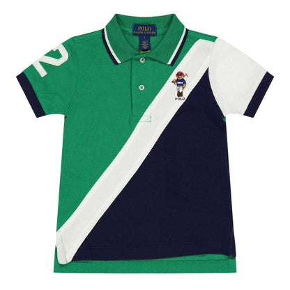Green - Front - Ralph Lauren Childrens-Kids Colour Block Rugby Shirt