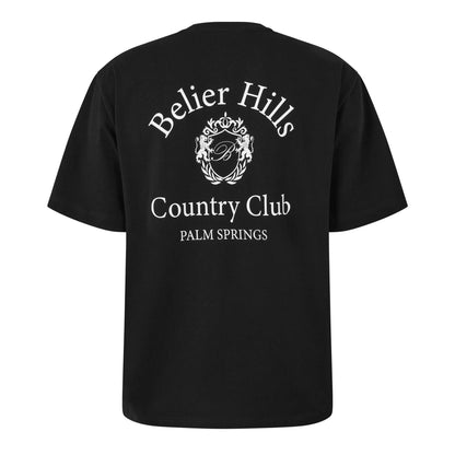 Black-White - Back - Belier Mens Country Club Oversized T-Shirt