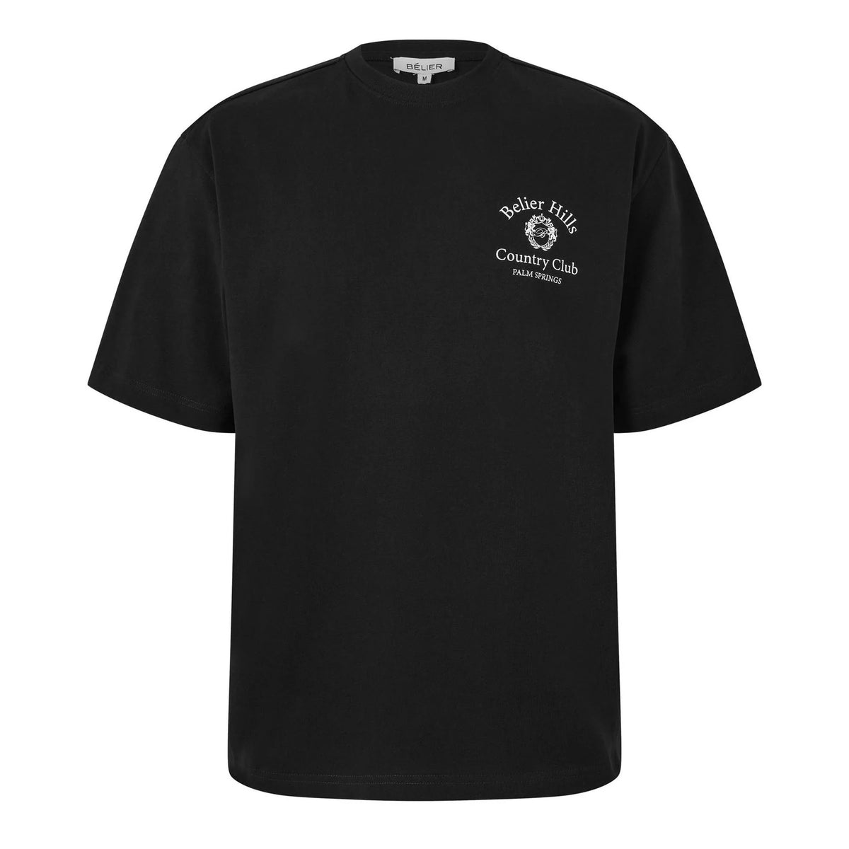 Black-White - Front - Belier Mens Country Club Oversized T-Shirt