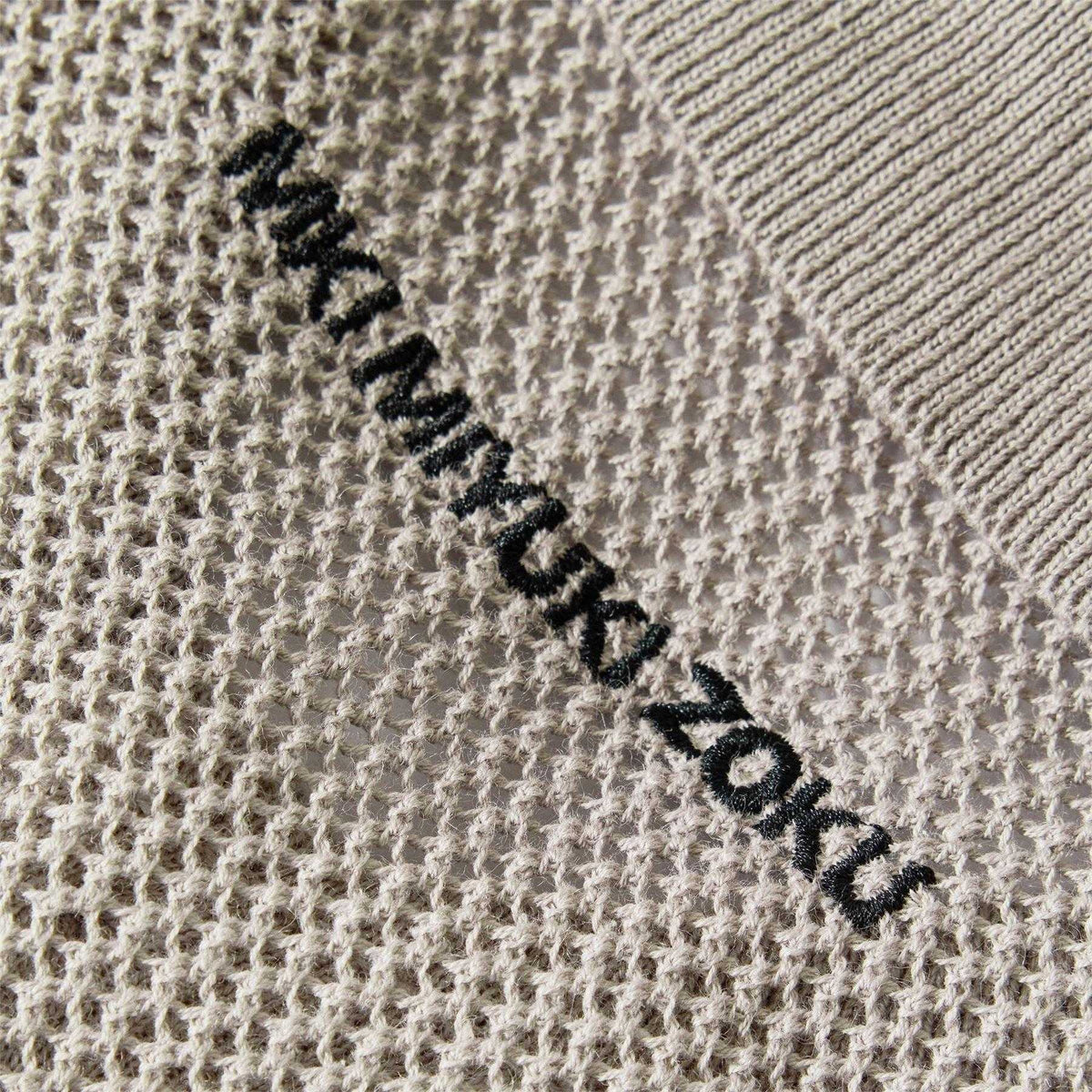 Taupe - Side - MKI MIYUKI ZOKU Mens Knitted Long-Sleeved Shirt
