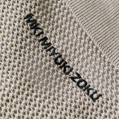 Taupe - Side - MKI MIYUKI ZOKU Mens Knitted Long-Sleeved Shirt