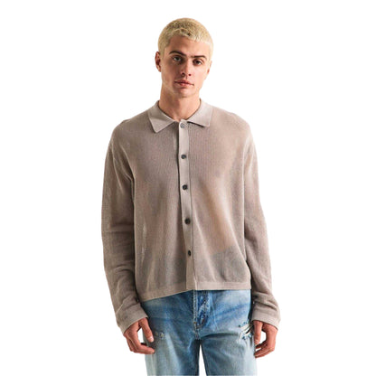 Taupe - Lifestyle - MKI MIYUKI ZOKU Mens Knitted Long-Sleeved Shirt