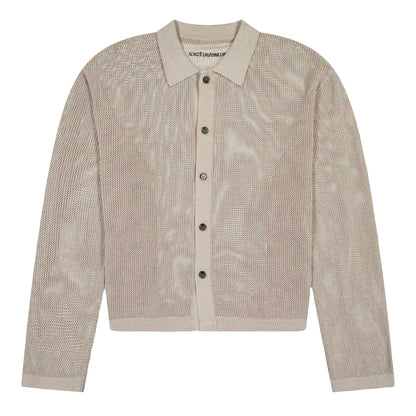Taupe - Front - MKI MIYUKI ZOKU Mens Knitted Long-Sleeved Shirt