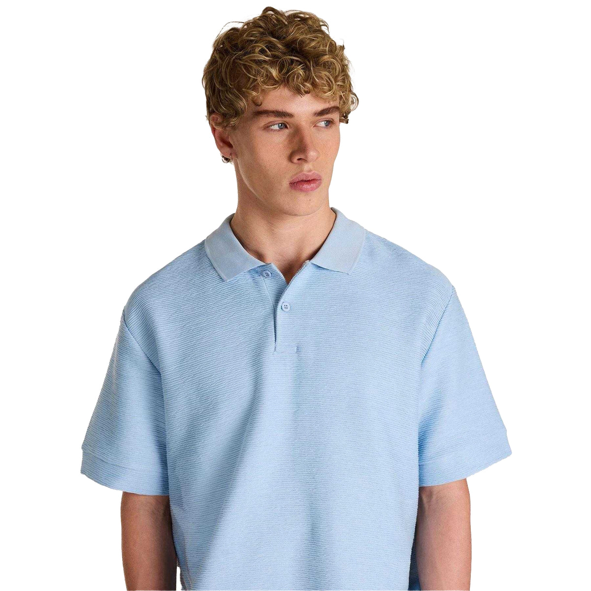 Sky Blue - Side - Prevu Mens Ottoman Polo Shirt