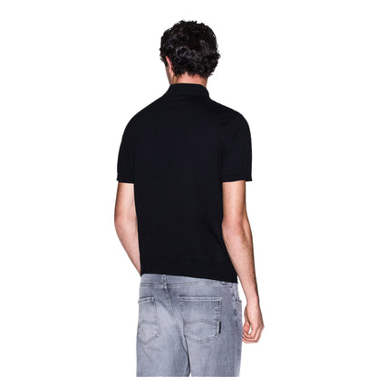 Black - Back - Armani Exchange Mens Knitted Polo Shirt