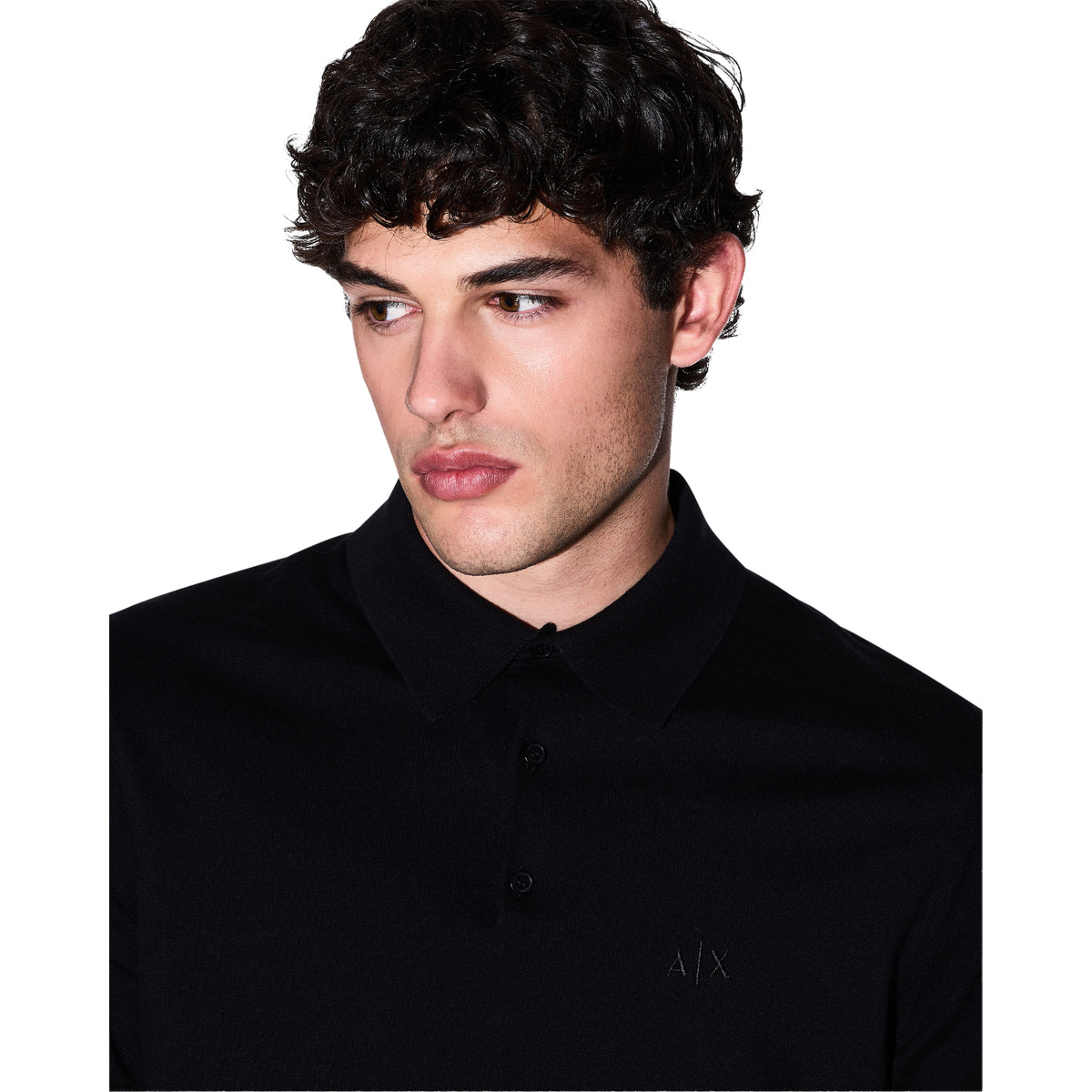 Navy - Front - Armani Exchange Mens Knitted Polo Shirt
