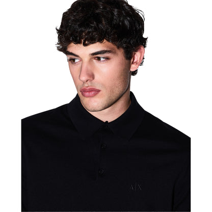 Navy - Front - Armani Exchange Mens Knitted Polo Shirt