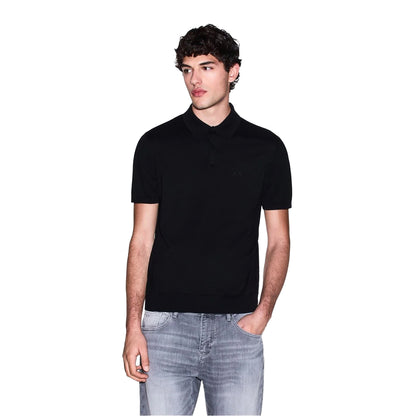Navy - Back - Armani Exchange Mens Knitted Polo Shirt