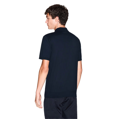 Navy - Pack Shot - Armani Exchange Mens Knitted Polo Shirt