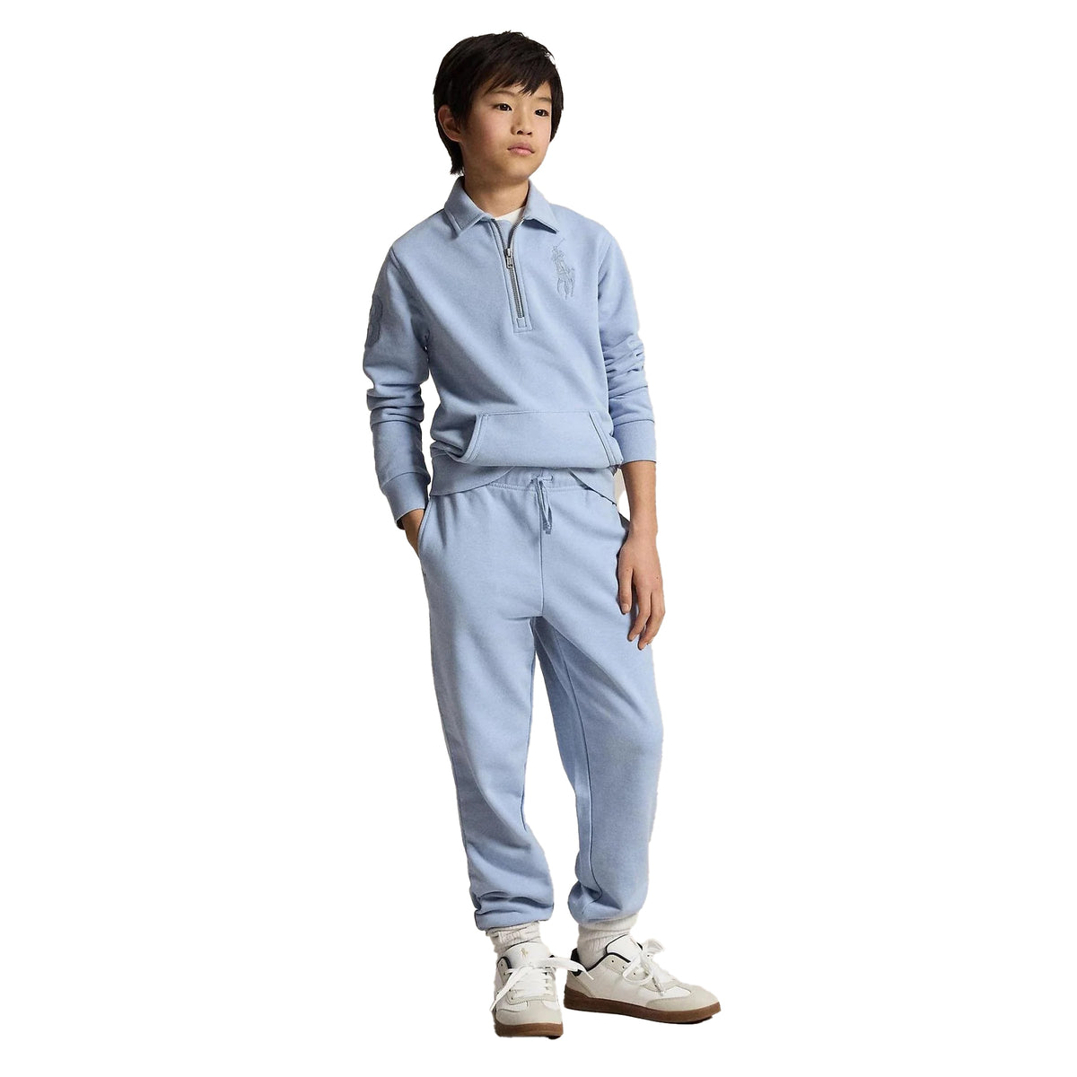 Estate Blue - Pack Shot - Ralph Lauren Childrens-Kids Fleece Quarter Zip Sweatshirt