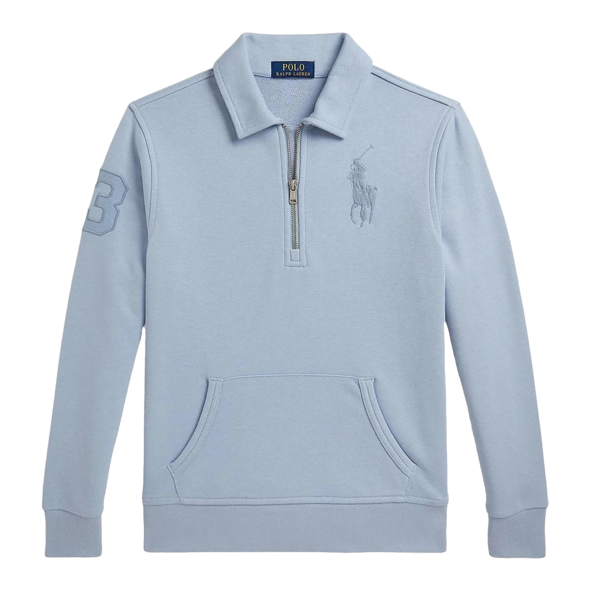 Estate Blue - Front - Ralph Lauren Childrens-Kids Fleece Quarter Zip Sweatshirt