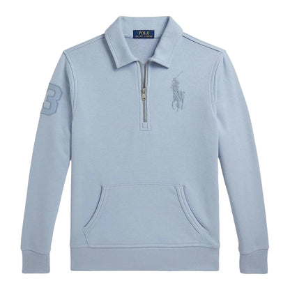 Estate Blue - Front - Ralph Lauren Childrens-Kids Fleece Quarter Zip Sweatshirt