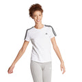 White - Side - Adidas Womens-Ladies Essentials 3 Stripes Slim T-Shirt