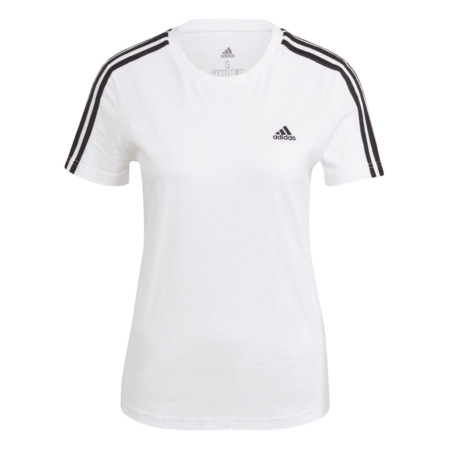 White - Front - Adidas Womens-Ladies Essentials 3 Stripes Slim T-Shirt