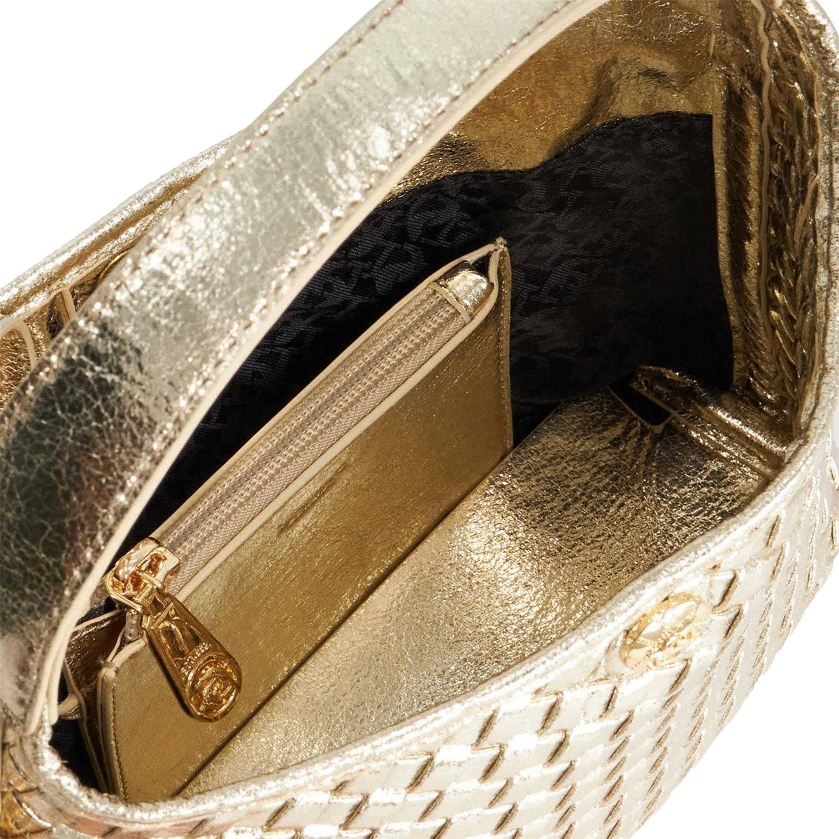 Gold - Side - Dune London Womens-Ladies Woven Synthetic Shoulder Bag