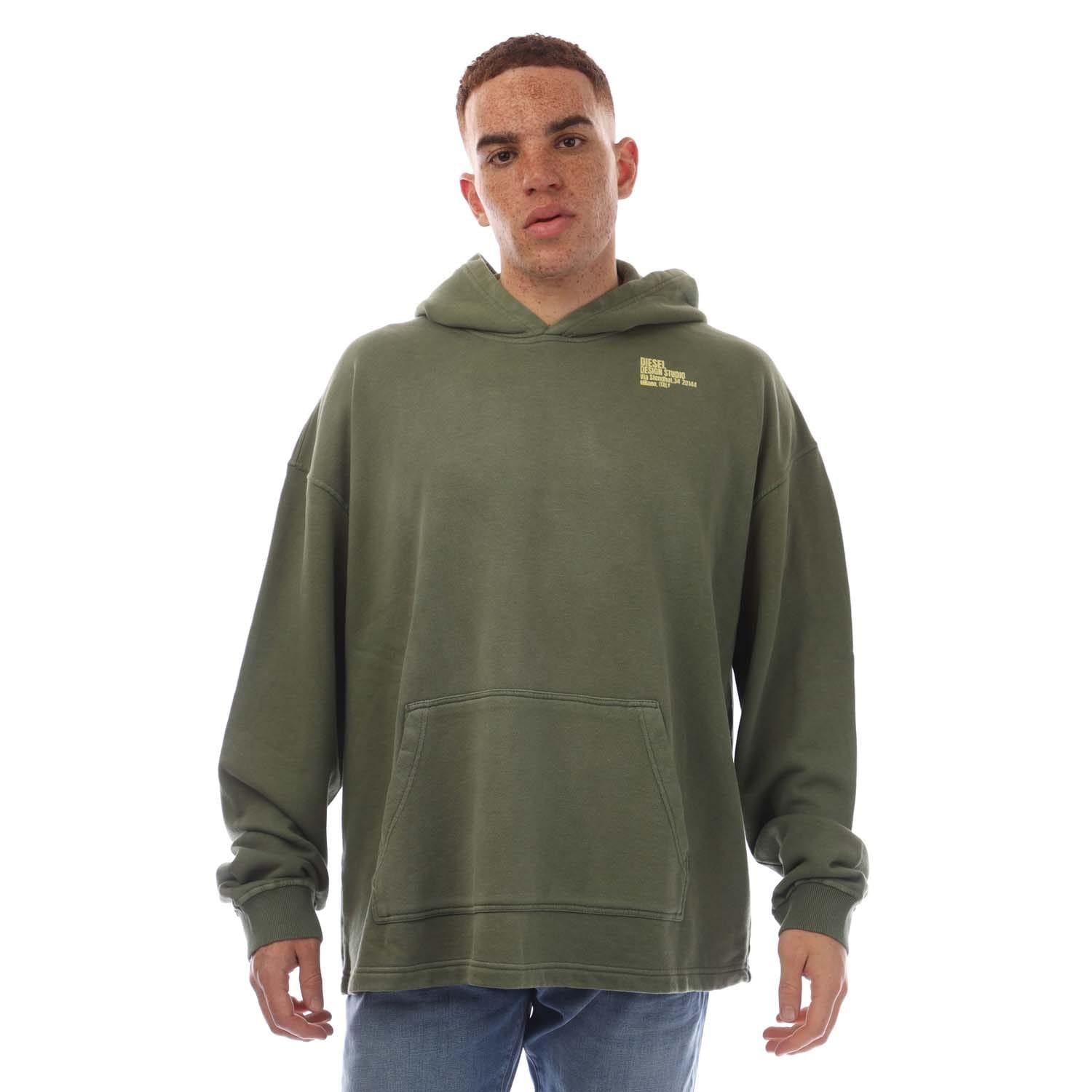 Green - Front - Diesel Mens S-Bunt-Hood Hoodie