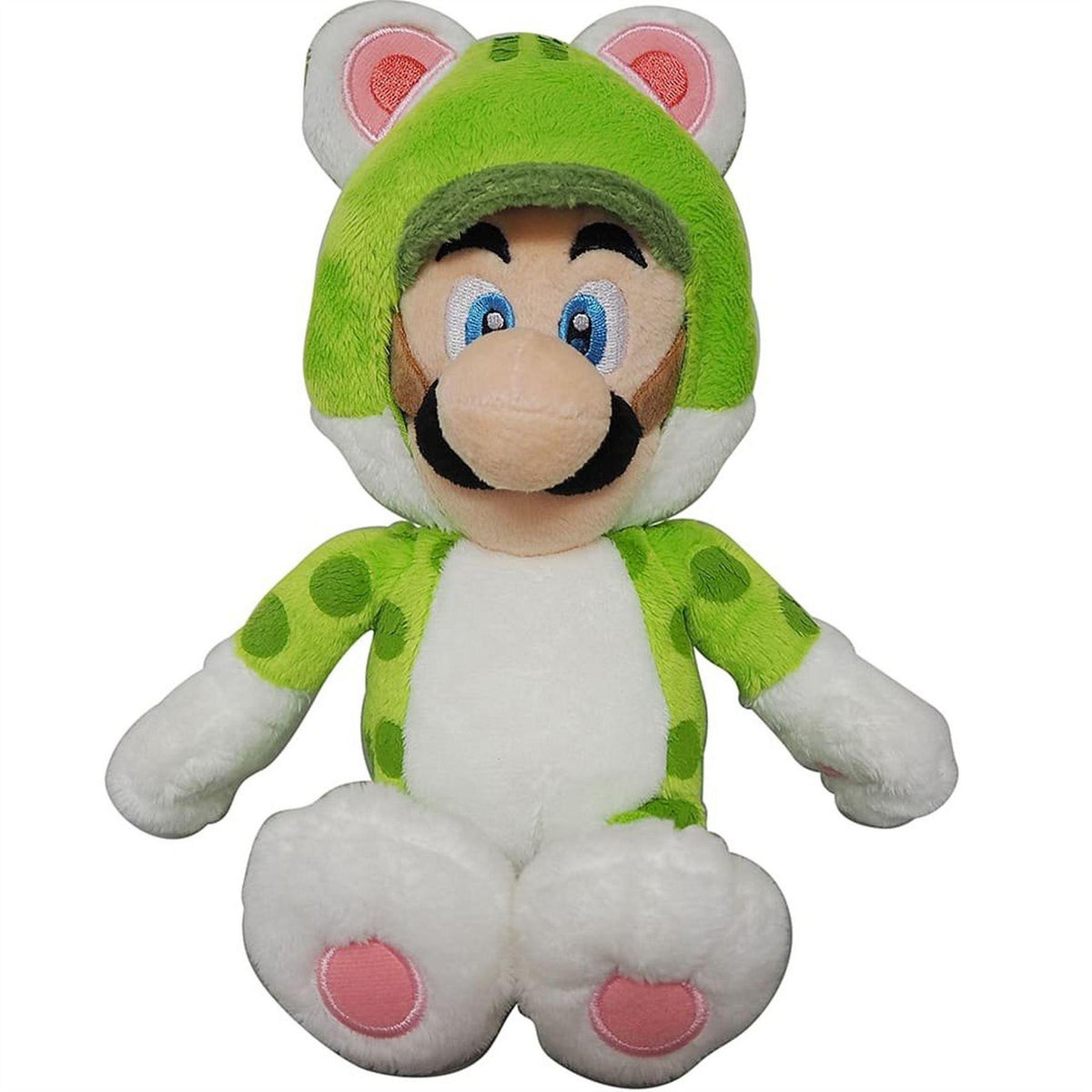 Green - Front - Super Mario Bros Cat Luigi Plush Toy