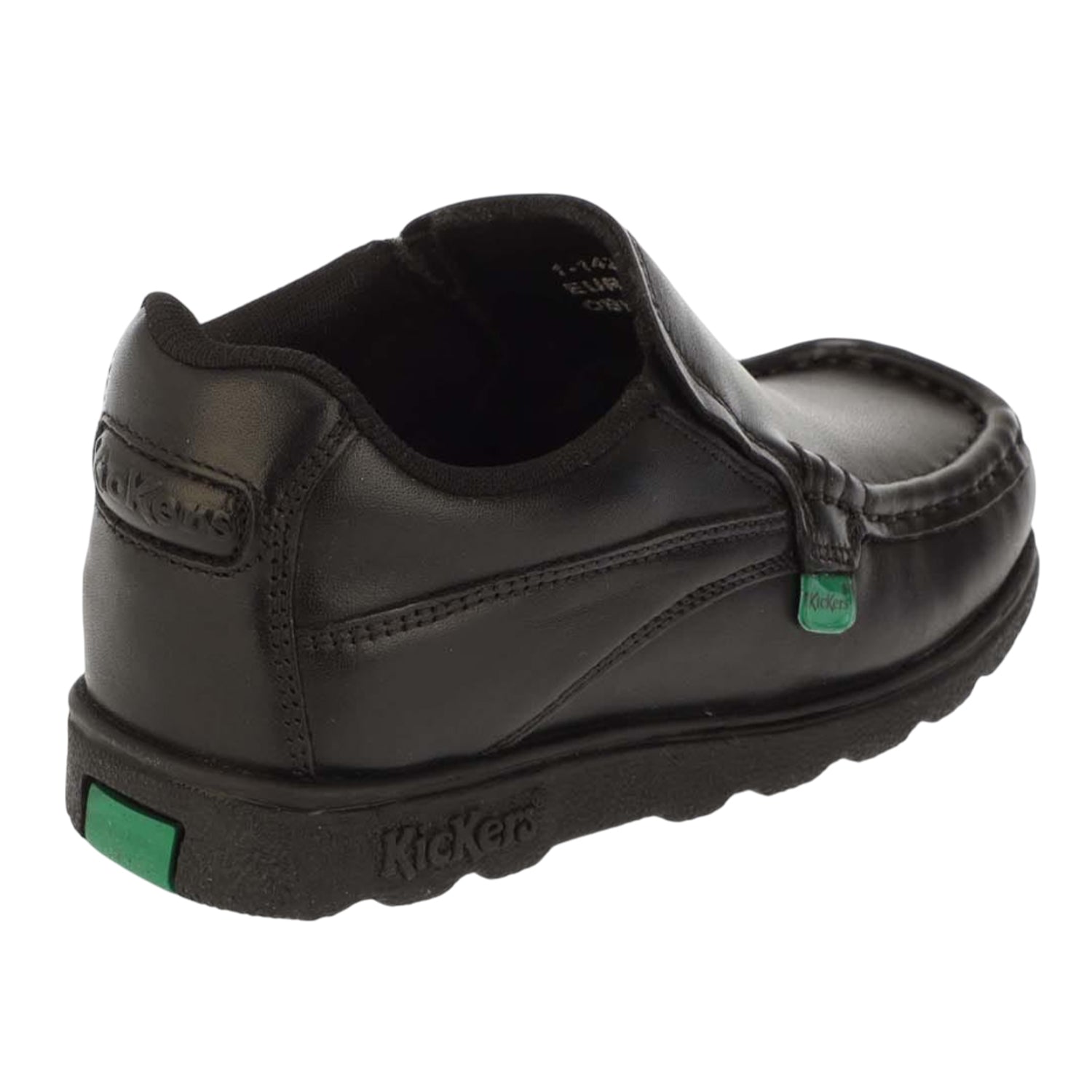 Black - Back - Kickers Boys Fragma Leather Slip-on School Shoes