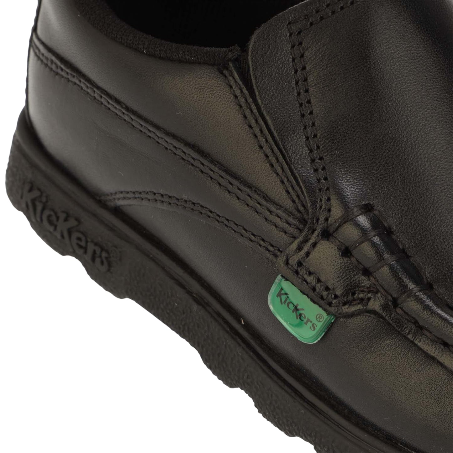Black - Pack Shot - Kickers Boys Fragma Leather Slip-on School Shoes