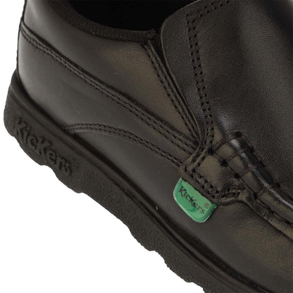 Black - Pack Shot - Kickers Boys Fragma Leather Slip-on School Shoes