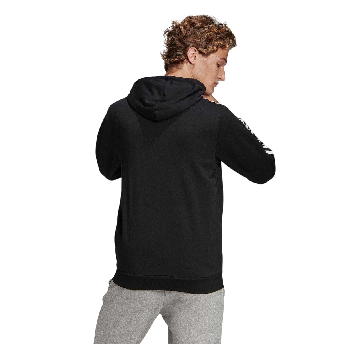 Black-White - Back - Adidas Mens 3 Stripes French Terry Full Zip Hoodie