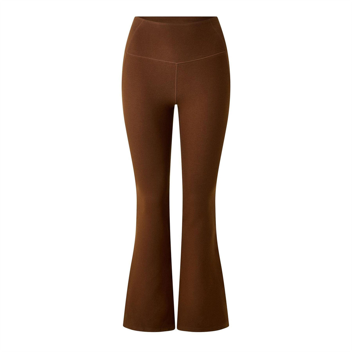 Chocolate Brown - Front - Grace Jacob Womens-Ladies Plain Flared Trousers