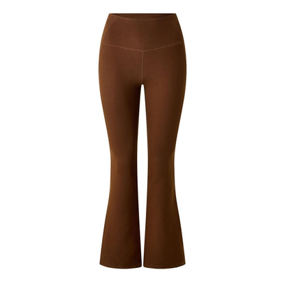Chocolate Brown - Front - Grace Jacob Womens-Ladies Plain Flared Trousers