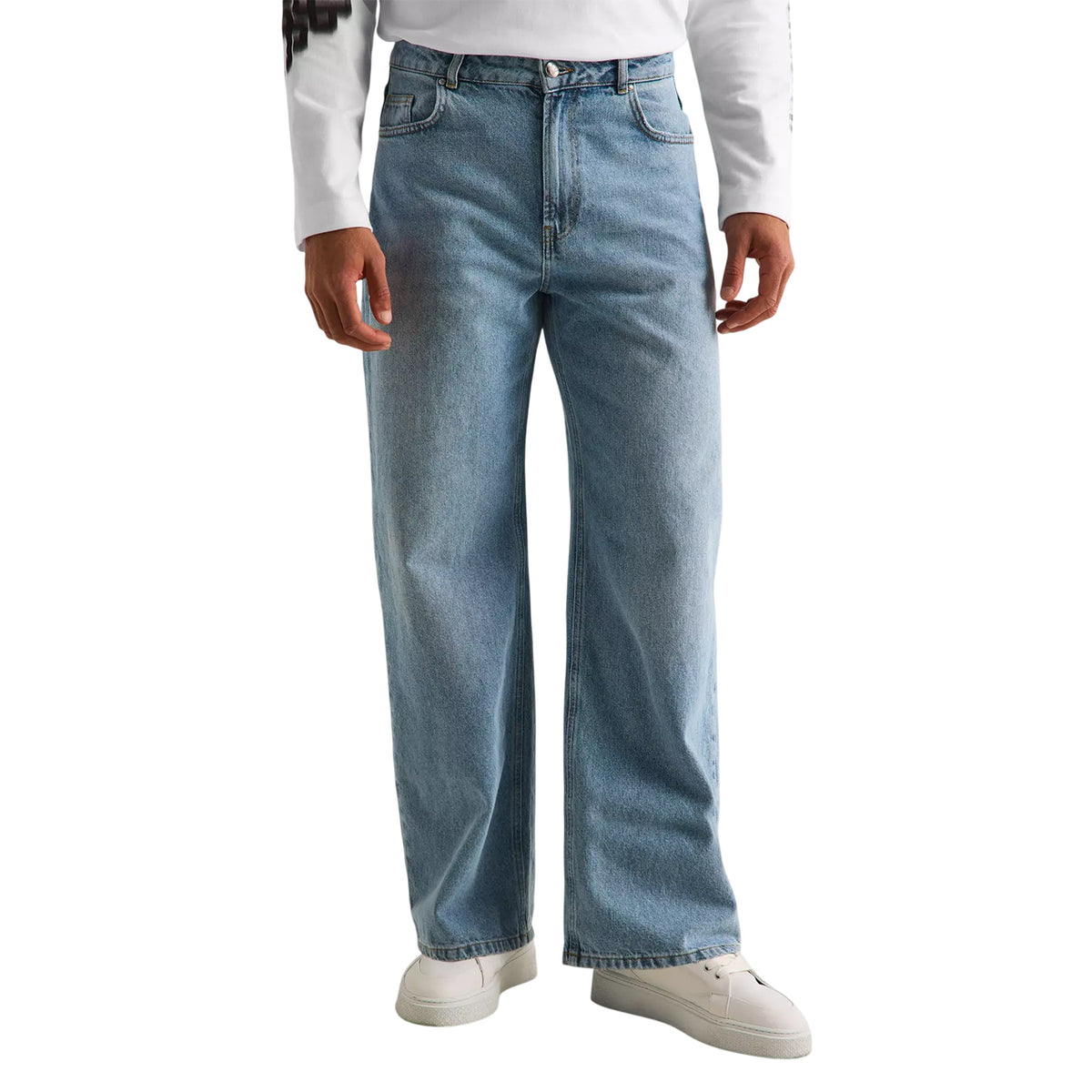 Vintage Wash - Side - Couture Club Mens Denim Wide Leg Jeans