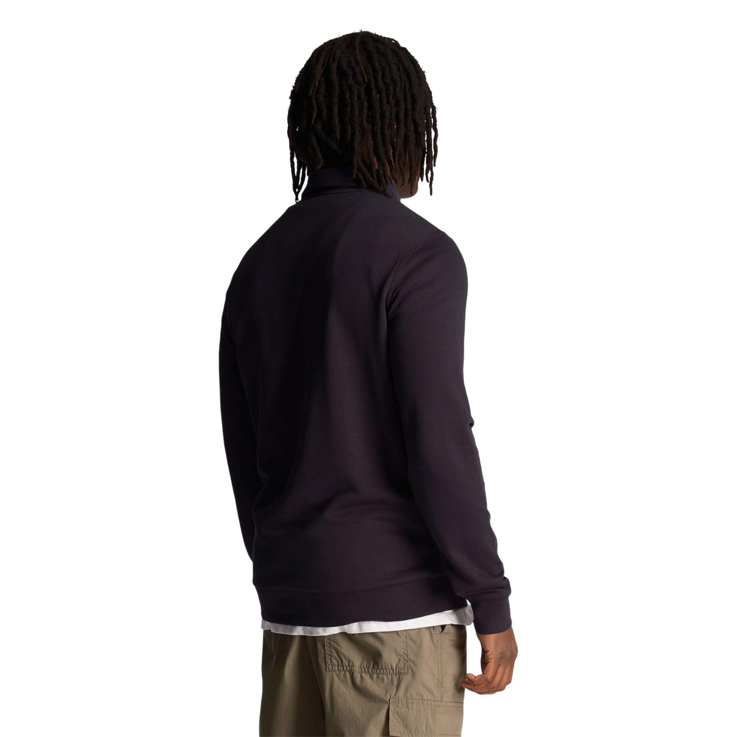 Navy - Back - Lyle & Scott Mens Embroidered Loopback Collared Sweatshirt