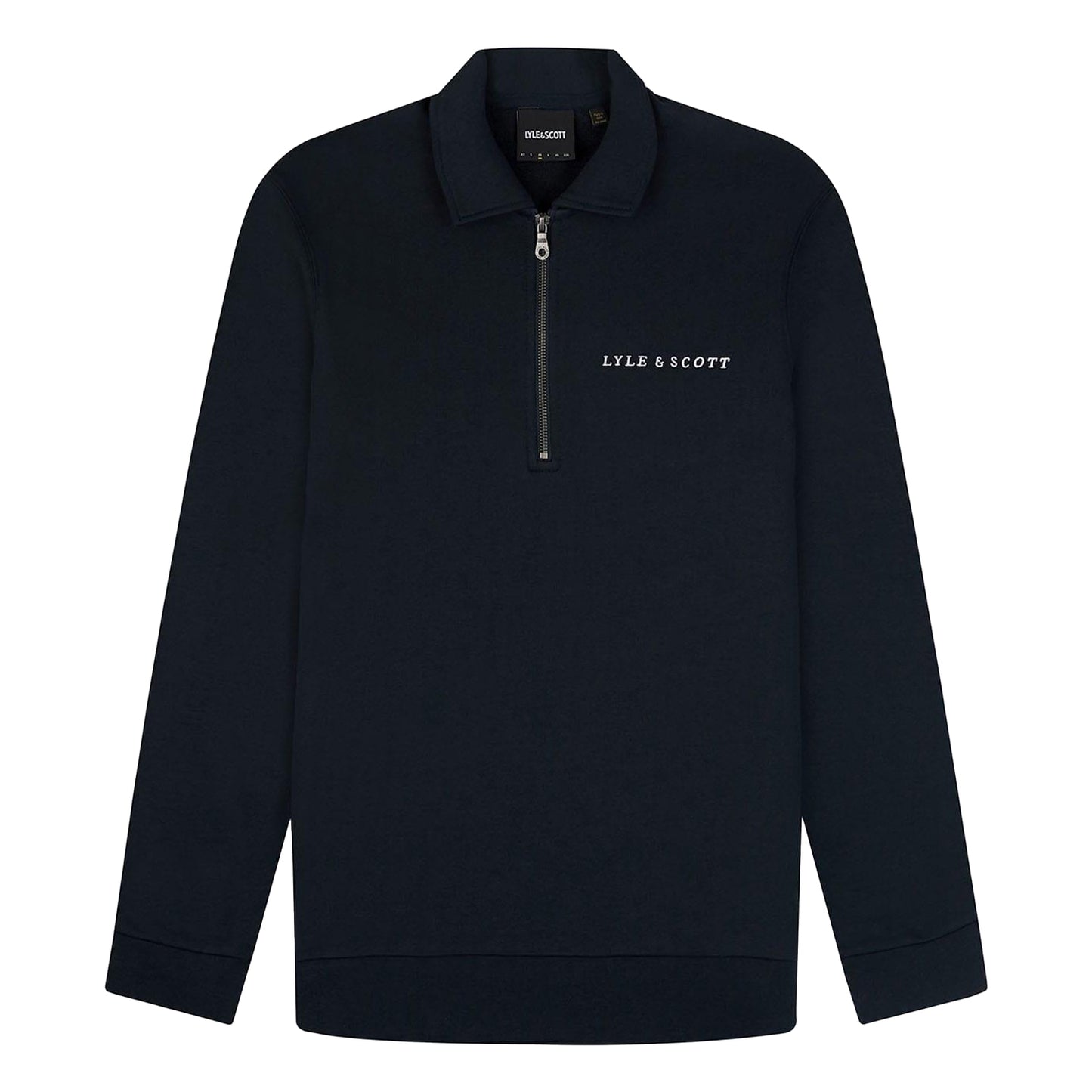 Navy - Front - Lyle & Scott Mens Embroidered Loopback Collared Sweatshirt