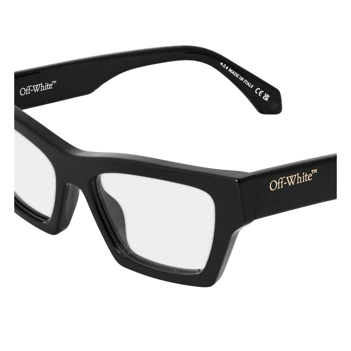 Black - Side - Off White Unisex Adult Style 7x Rectangular Glasses