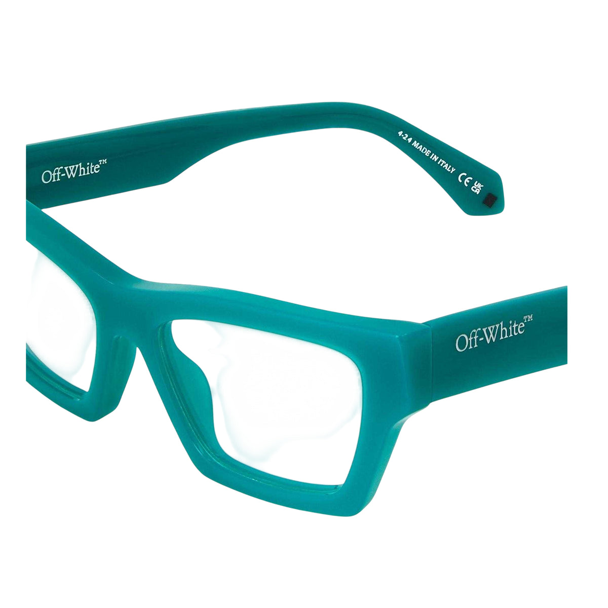 Teal Blue - Side - Off White Unisex Adult Style 7x Rectangular Glasses