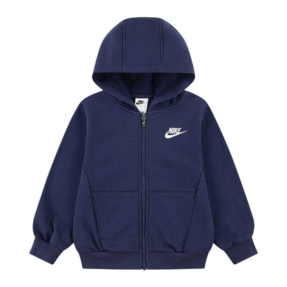 Navy - Front - Nike Childrens-Kids Sportswear Club Embroidered Logo Full Zip Hoodie