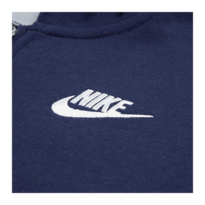 Navy - Side - Nike Childrens-Kids Sportswear Club Embroidered Logo Full Zip Hoodie
