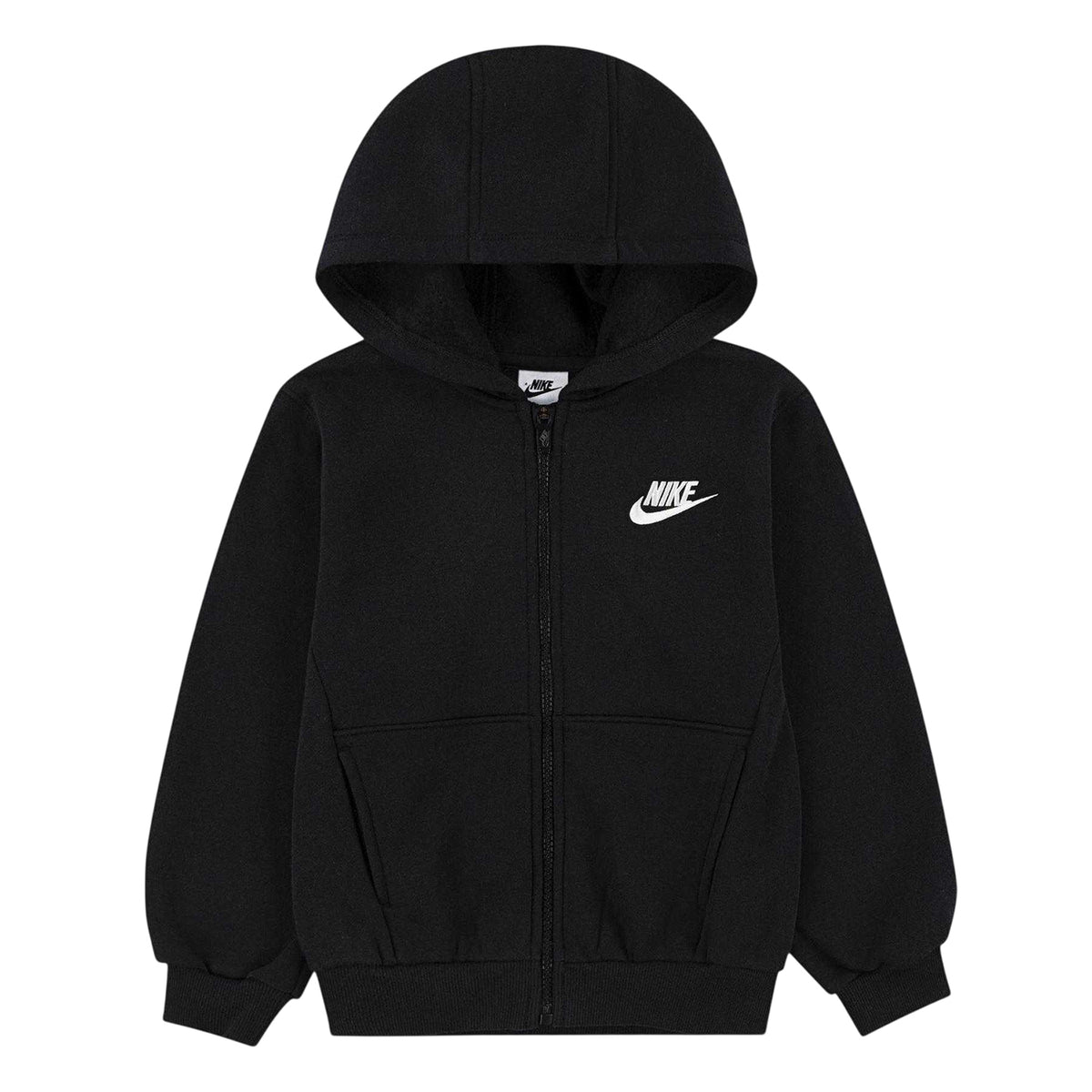 Black - Front - Nike Childrens-Kids Sportswear Club Embroidered Logo Full Zip Hoodie