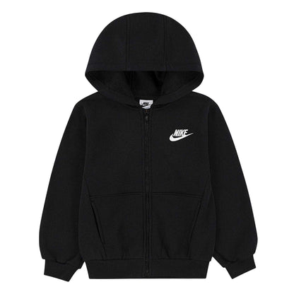 Black - Front - Nike Childrens-Kids Sportswear Club Embroidered Logo Full Zip Hoodie