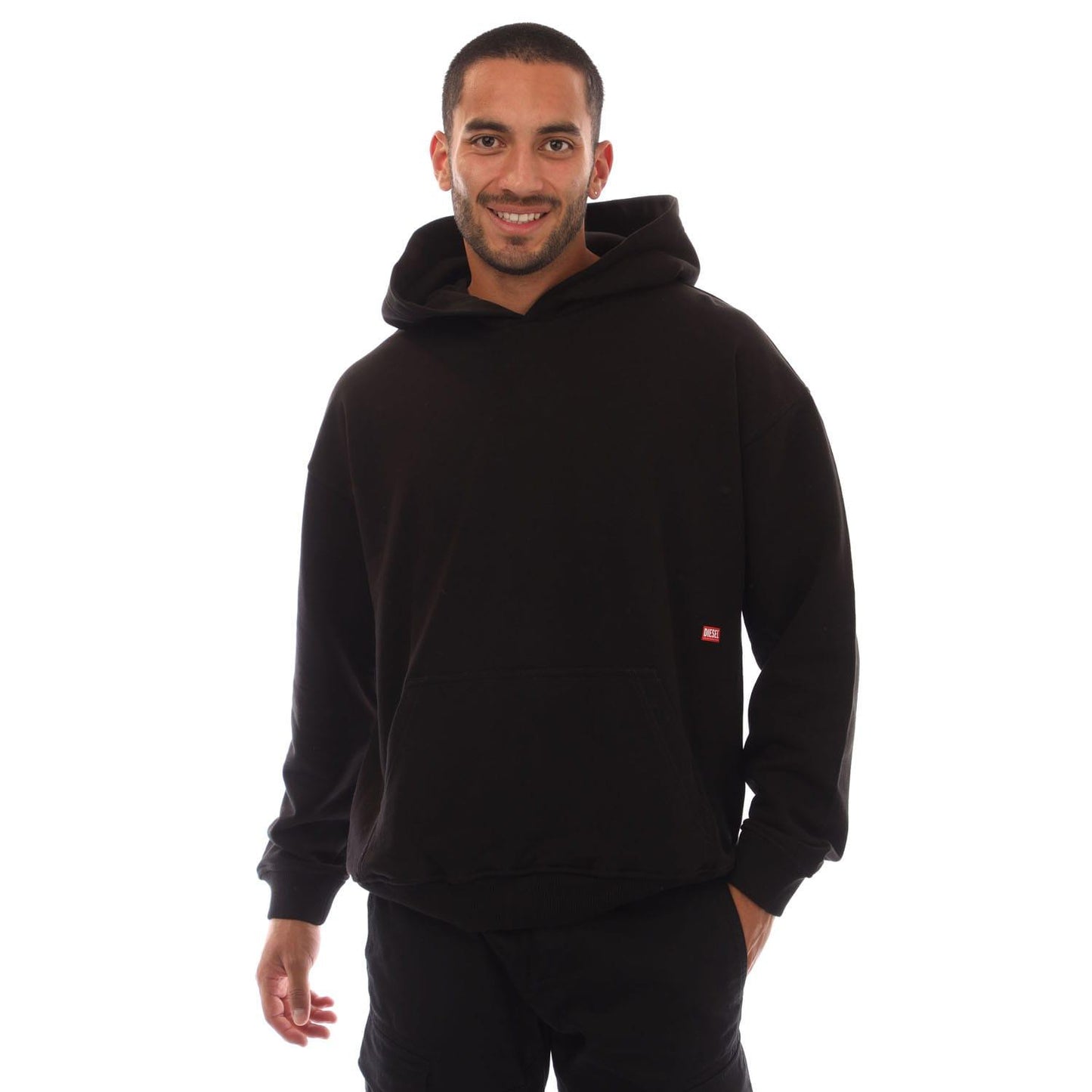 Black - Front - Diesel Mens S-Boxt-Hood-N8 Back Print Hoodie