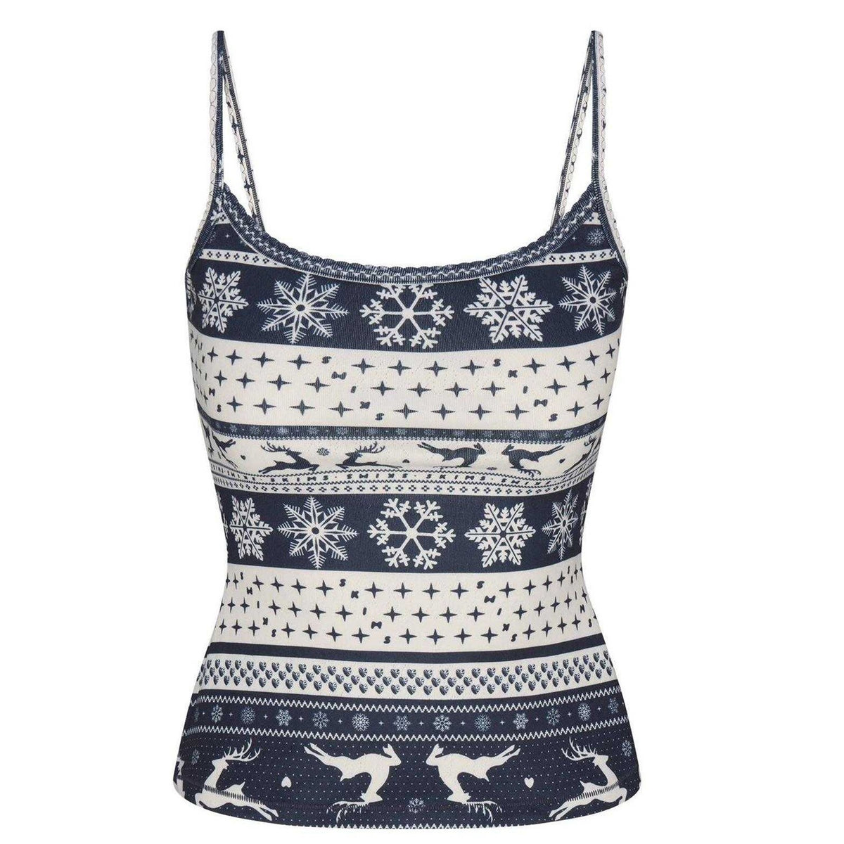 Navy - Front - Skims Womens-Ladies Fair Isle Pointelle Logo Camisole