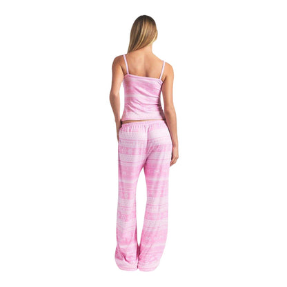Bubblegum Pink - Back - Snowflake Womens-Ladies Logo Pointelle Fitted Camisole