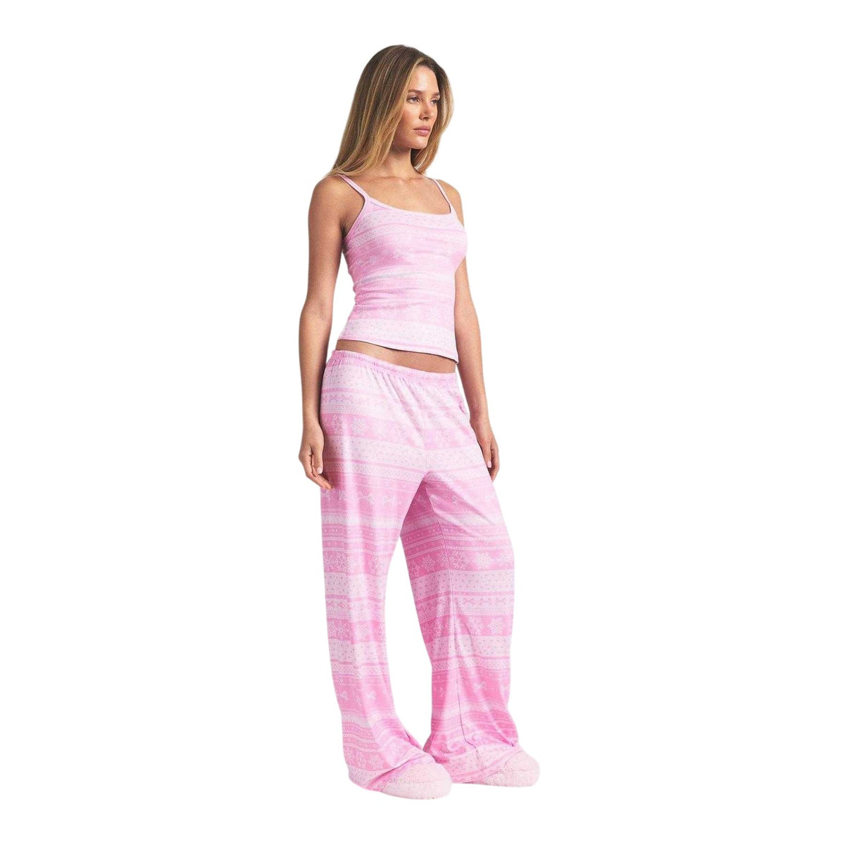 Bubblegum Pink - Lifestyle - Snowflake Womens-Ladies Logo Pointelle Fitted Camisole