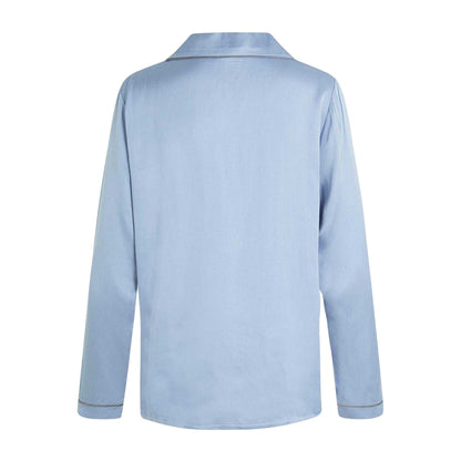 Light Blue - Back - CCDK Copenhagen Womens-Ladies Joseph Contrast Piping Long-Sleeved Pyjama Top