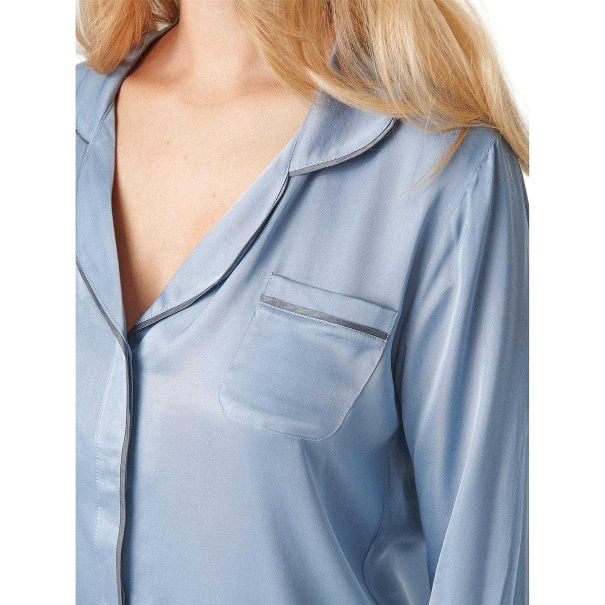 Light Blue - Side - CCDK Copenhagen Womens-Ladies Joseph Contrast Piping Long-Sleeved Pyjama Top