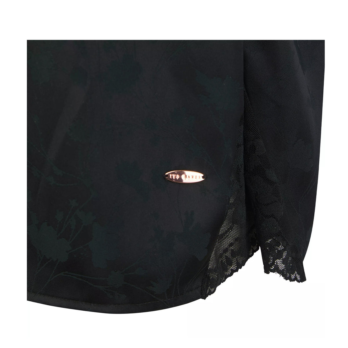 Black - Side - Ted Baker Womens-Ladies Leah Jacquard V Neck Sleeveless Pyjama Top