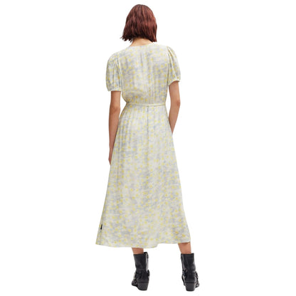 White-Yellow - Back - Hugo Womens-Ladies Kikoni-1 Wrap Front Dress