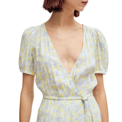 White-Yellow - Lifestyle - Hugo Womens-Ladies Kikoni-1 Wrap Front Dress