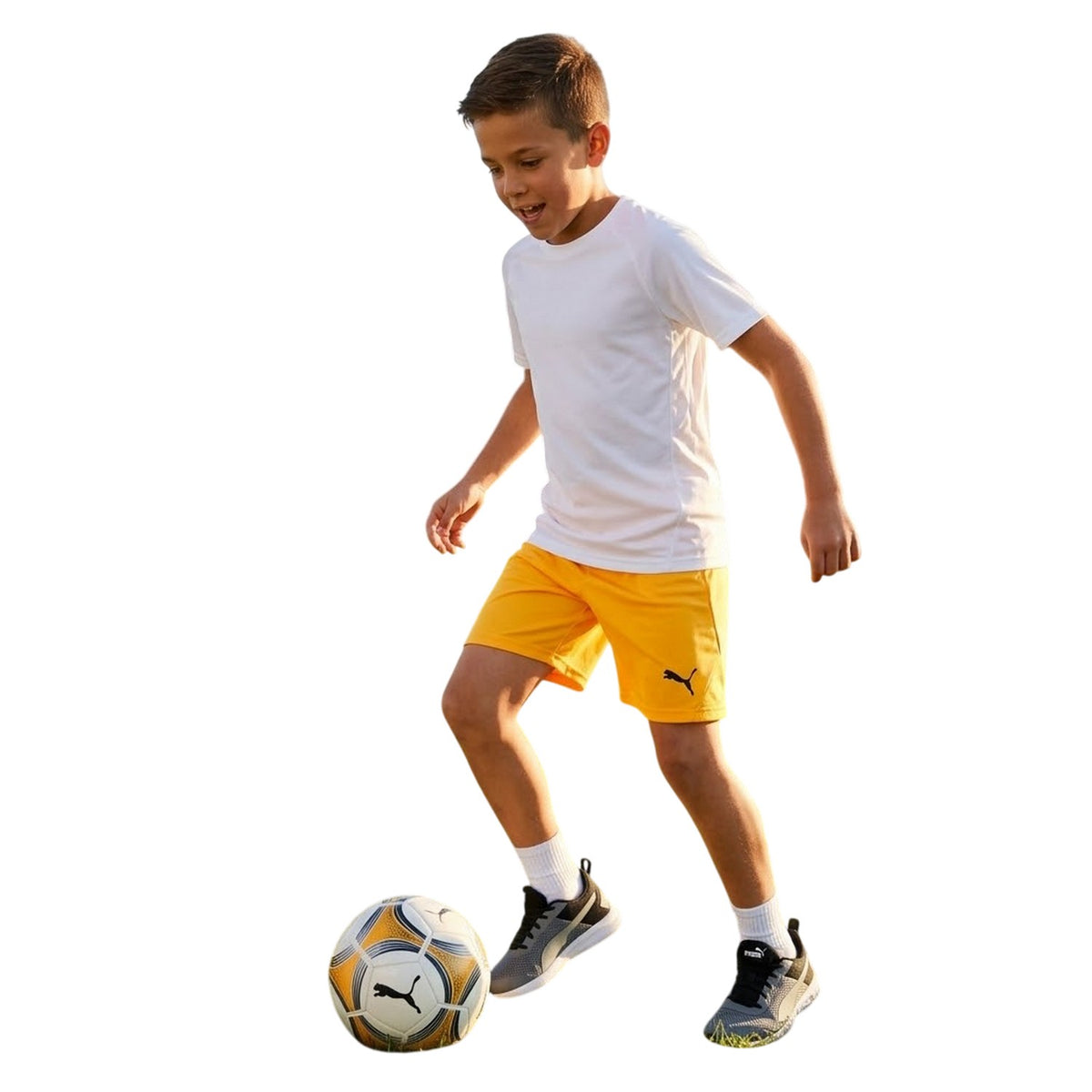 Yellow - Lifestyle - Puma Childrens-Kids TeamGoal Football Shorts