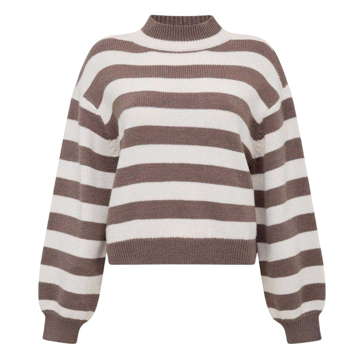 Taupe-Cream - Front - French Connection Womens-Ladies Larisa Stripe Jumper