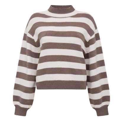 Taupe-Cream - Front - French Connection Womens-Ladies Larisa Stripe Jumper