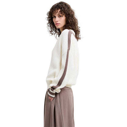 White-Taupe - Side - French Connection Womens-Ladies Crew Neck Jumper